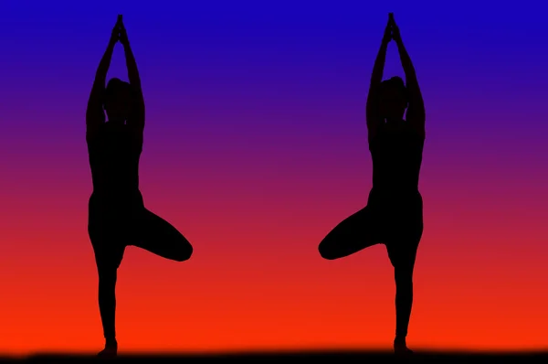 Twee vrouwen beoefenen van yoga — Stockfoto