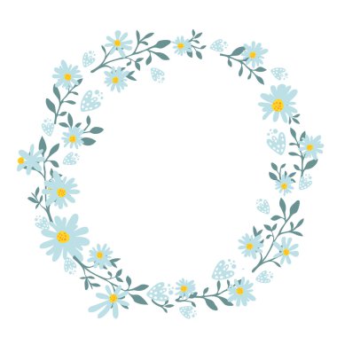 wreath with camomile flowers.