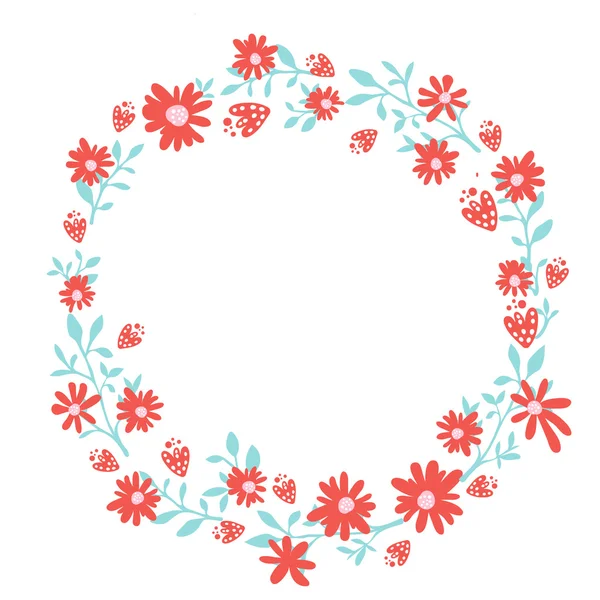 Floral wreath, spring hand drawn frame — Stock Vector