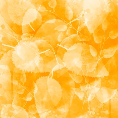 Orange autumn background with leaves pattern clipart