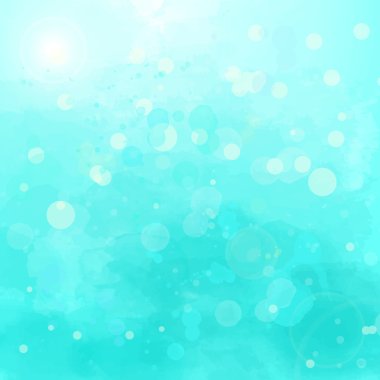 Gökyüzü mavi arka plan suluboya sıçraması ve süsler