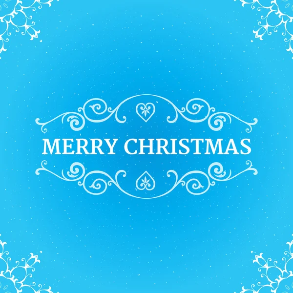 Fancy ornate borders with text merry christmas at blue background — Stock Vector