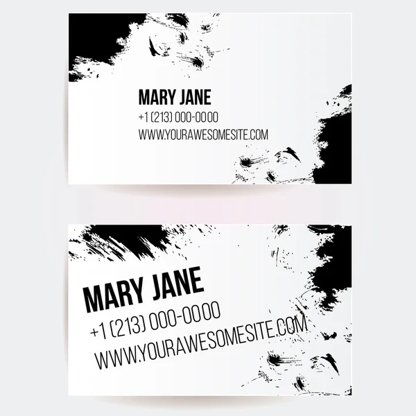 Set of two creative business card templates with artistic vector design. Abstract black grunge texture. — Stock Vector