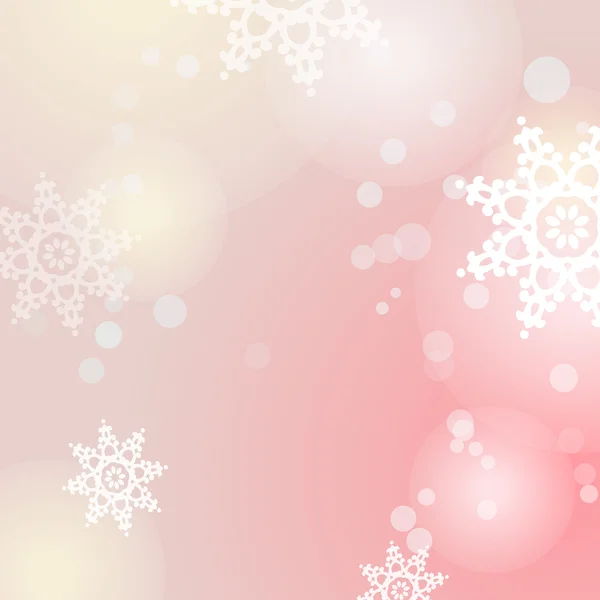 Зимний вектор розовый фон со снежинками и огнями — стоковый вектор