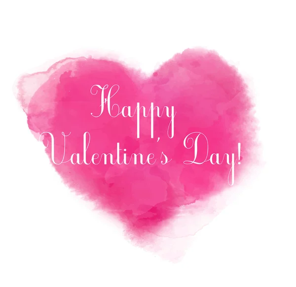 Rosa cuore di vettore dell'acquerello con testo San Valentino felice — Vettoriale Stock