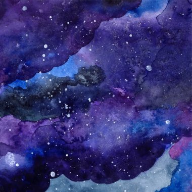 Картина, постер, плакат, фотообои "aqucolor space texture with glowing stars. ночное звездное небо с мазками красок и брызгами. векторная иллюстрация
.", артикул 60512255