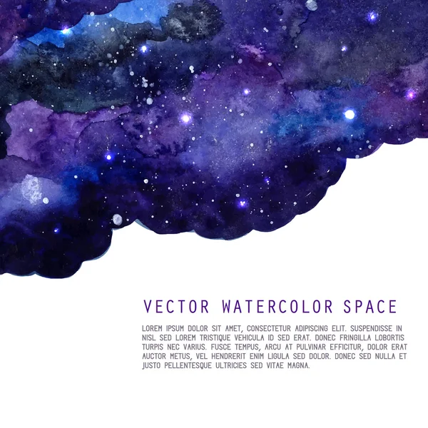 Fundo de noite Aquarela do céu com estrelas. Layout cósmica de vetor com espaço para texto. — Vetor de Stock