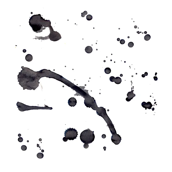 Μαύρο μελάνι υφή με σταγόνες και splotches — Φωτογραφία Αρχείου
