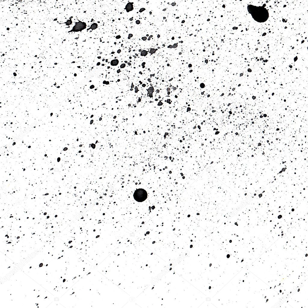 Spray of black ink. Spots texture.