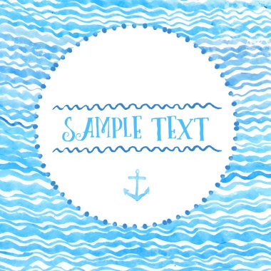 Doodle kare el deniz dalga suluboya arka plan üzerinde çekilmiş. Vektör sanatsal zemin.