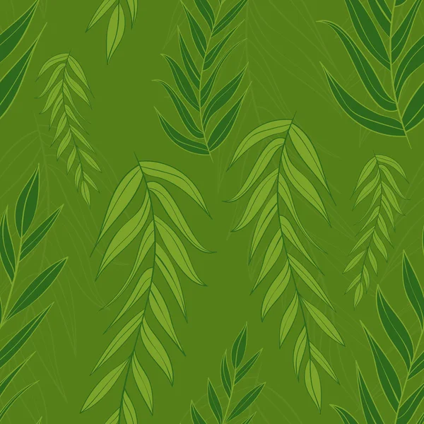 Groene bladeren patroon. Naadloze vector textuur. — Stockvector