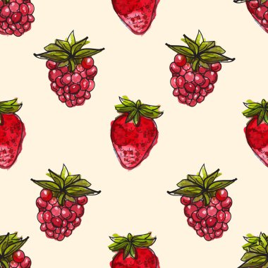 Kiraz ve ahududu suluboya arka plan