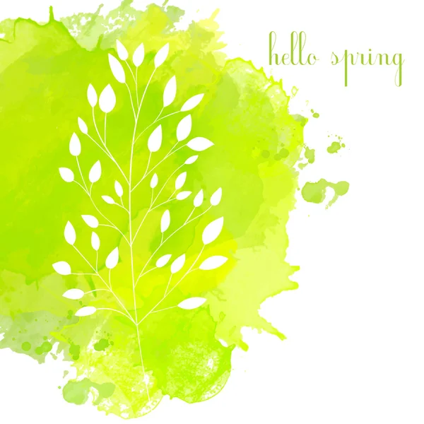Grüne Wasserfarbe Vektor Frühling Hintergrund — Stockvektor