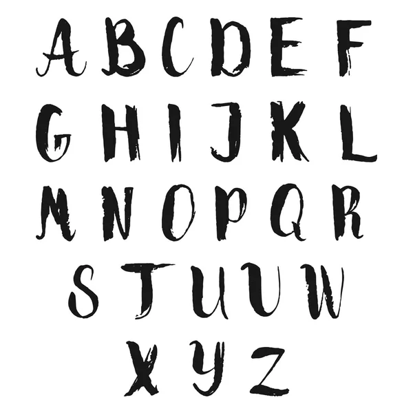 Alphabet dessiné main. Lettres de vector noir. — Image vectorielle