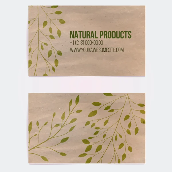 Dois lados cartão para cosméticos naturais — Vetor de Stock