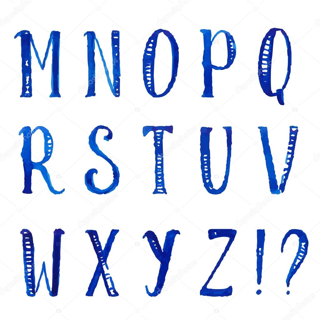 英语水彩装饰字母用手绘制高的字母 矢量字体 图库矢量图像 C Kotokomi