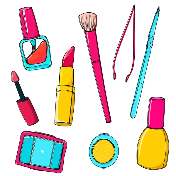 Make-up-Vektor-Werkzeuge und Zubehör — Stockvektor