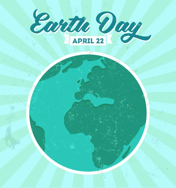 Earth day affiche avec texture grunge et sunburst. Illustration vectorielle. — Image vectorielle
