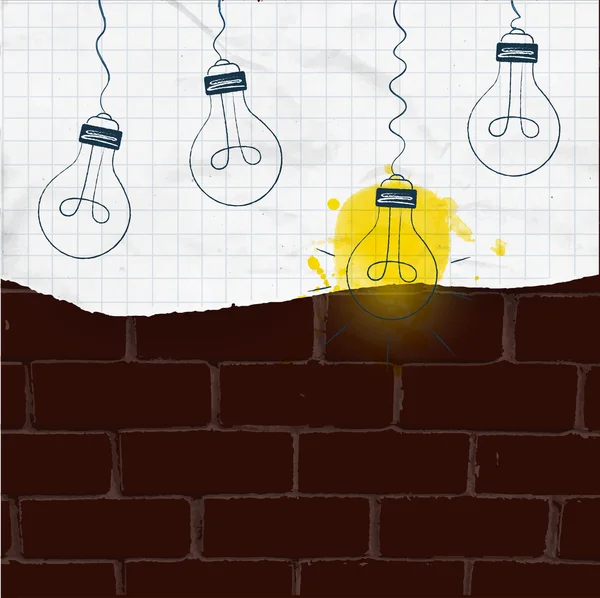 Light bulbs on bricks background — Free Stock Photo