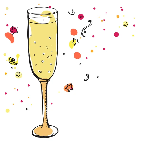 Copa de champagne en la fiesta — Vector de stock