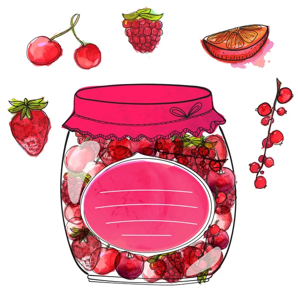 Zelfgemaakte berry jam — Stockvector