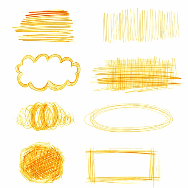 Set of orange scribbles — Stock Vector