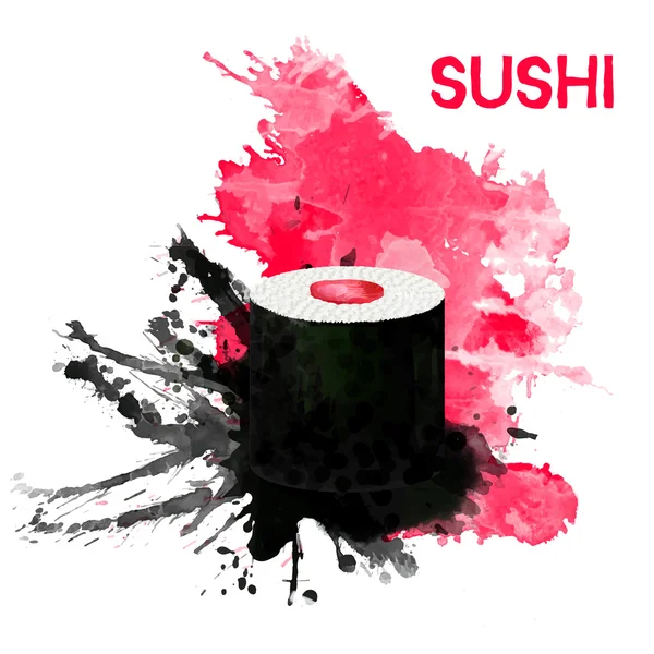 Aquarell, japanische sushi — Stockvektor