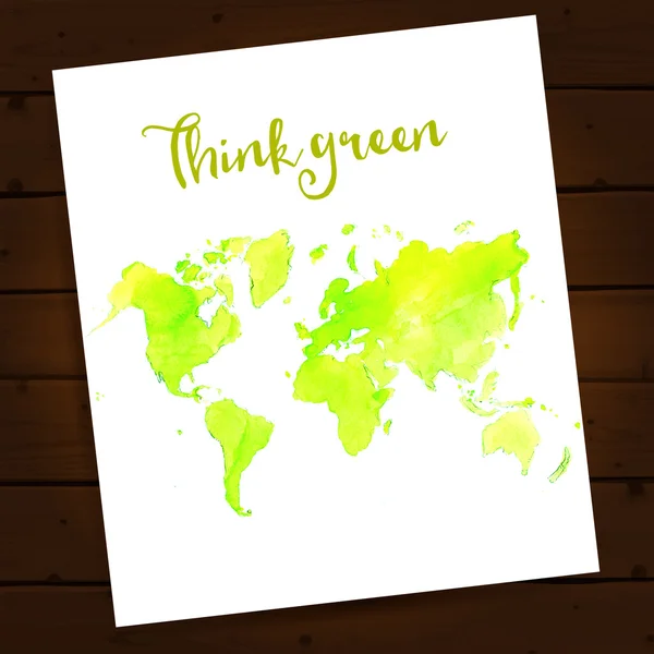 Grøn akvarel kort – Stock-vektor