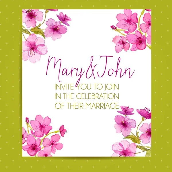 Invitación de boda con flores de sakura — Vector de stock