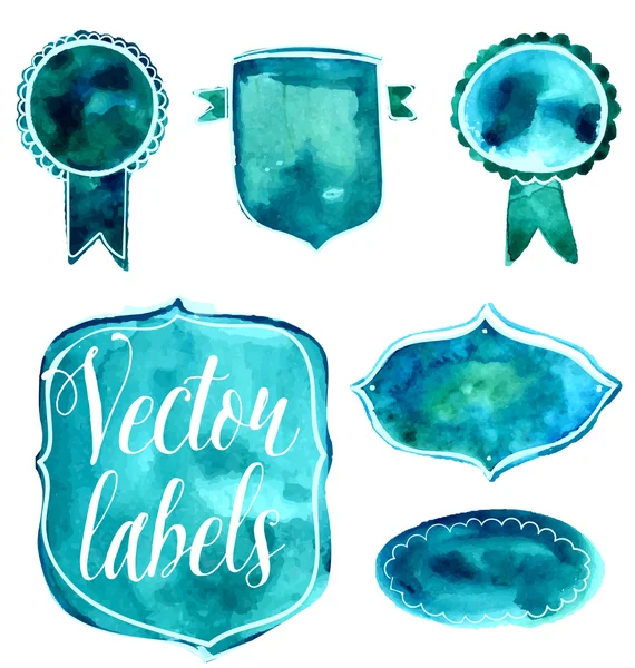 Set van aquarel badges en etiketten. — Stockvector