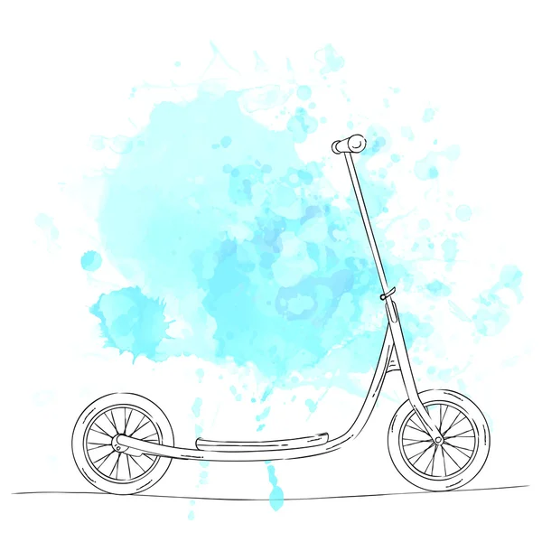 Dibujados a mano dibujo kickscooter — Archivo Imágenes Vectoriales