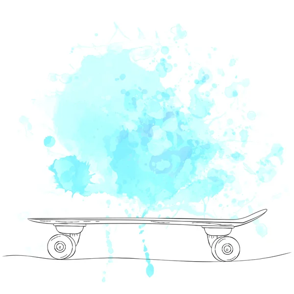 Hand drawn sketch skateboard - Stok Vektor