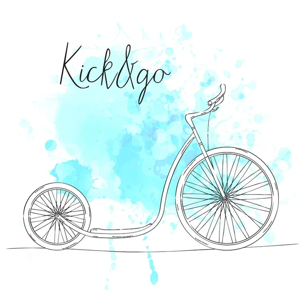 Footbike a kék watercol splash. — Stock Vector