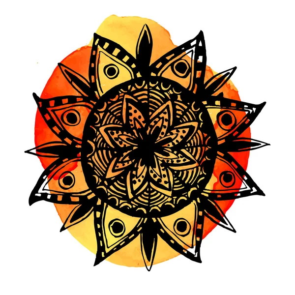 Symbole de mandala rond dessiné main. — Image vectorielle