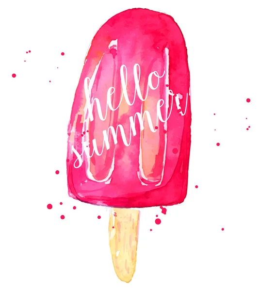 Aquarell Rosa icecream — Stockvektor