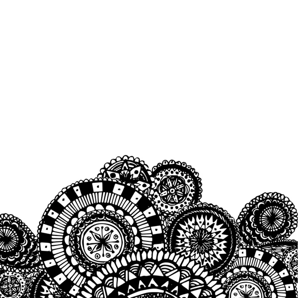 Black and white ornate hand drawn — Vector de stock