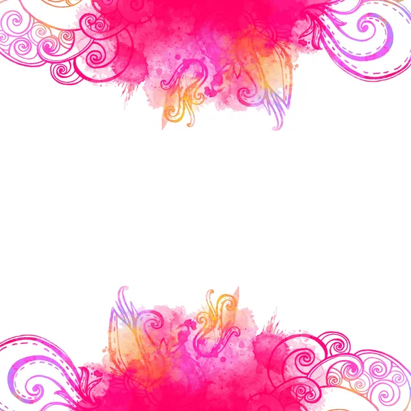 Cadre de la vague rose avec doodles — Image vectorielle