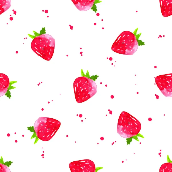 Watercolor strawberries background. — Stock Vector