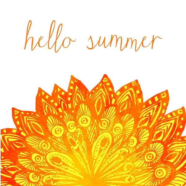 Verano Hola flor y texto — Vector de stock