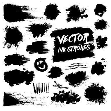 Siyah mürekkep fırça darbeleri