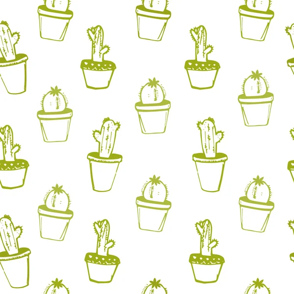 Hand gezeichneten Kaktus doodles Muster — Stockvektor