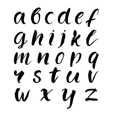 Hand drawn brush lowercase alphabet.