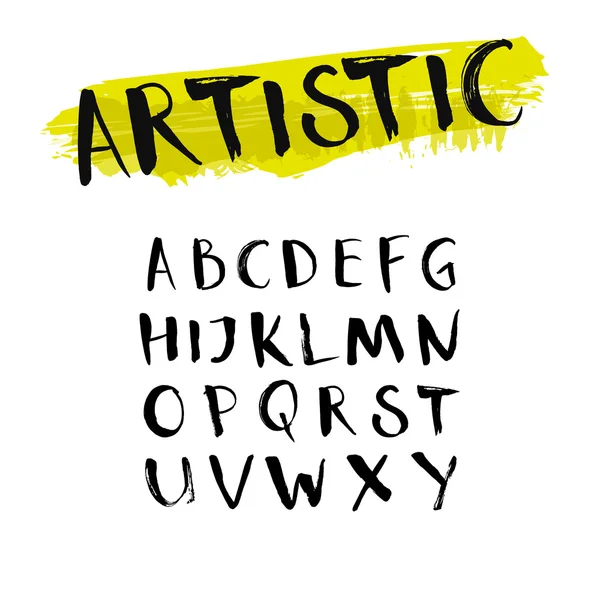 Hand drawn brush uppercase alphabet. — Vetor de Stock