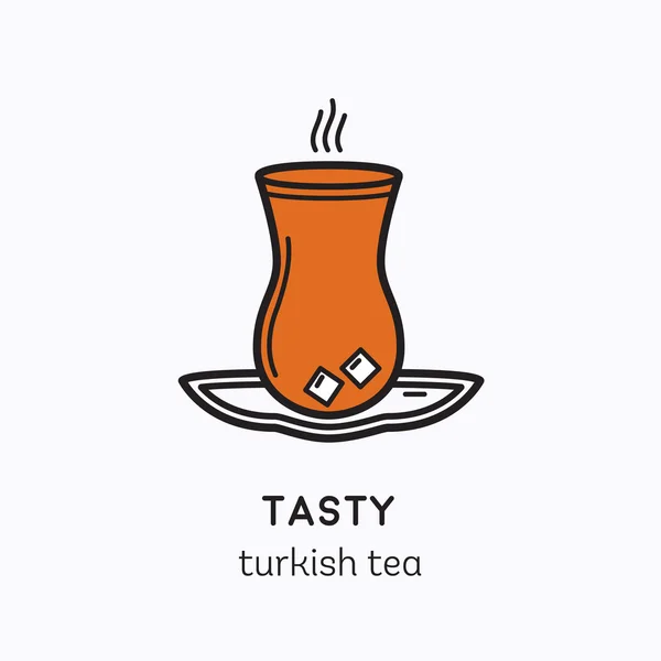 Турецкий чай служил в вооруженных стекла. — стоковый вектор