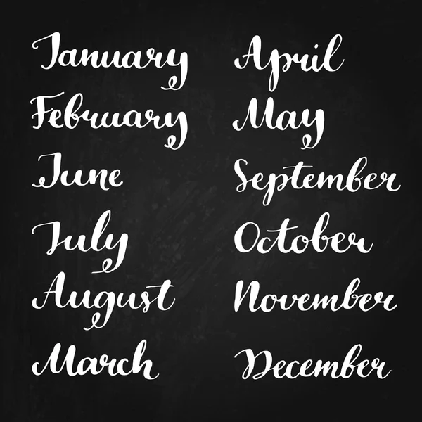 Hand written months of the year — Vetor de Stock