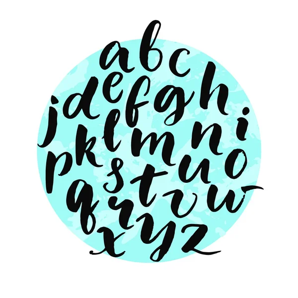 Lowercase english alphabet at circle background — Vector de stock