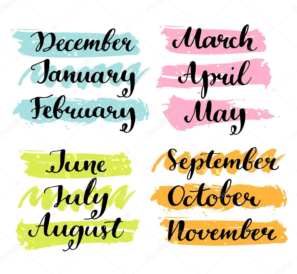 Handwritten months of the year.