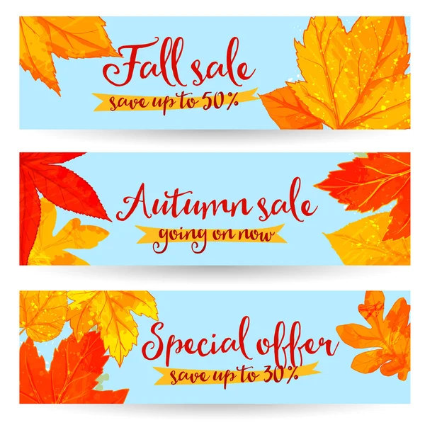 Banners de ventas de otoño — Vector de stock