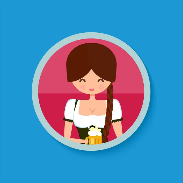 Oktoberfest girl in traditional german dress — Stockvector