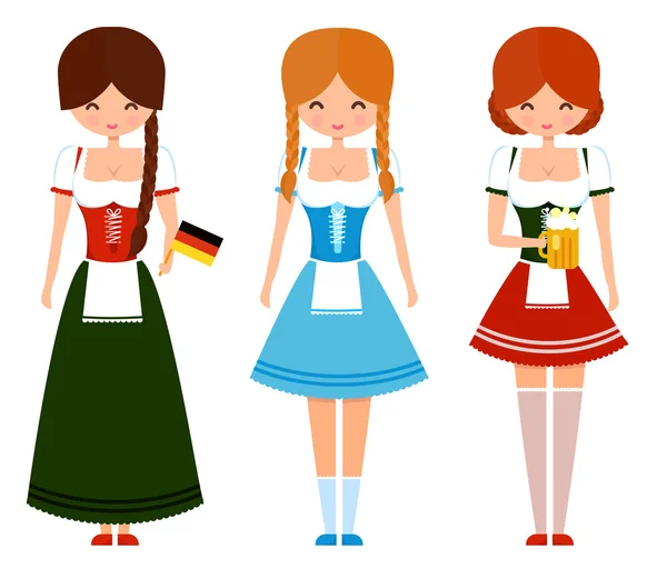 German girls in traditional bavarian dress — Διανυσματικό Αρχείο